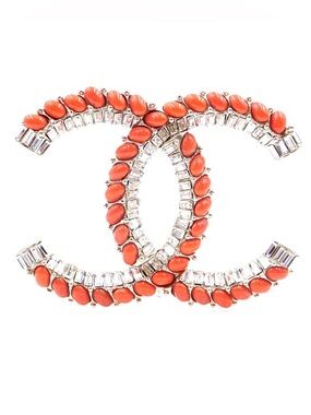 CHANEL Vintage Cruise 2008 Logo Crystal CC Gripoix Brooch